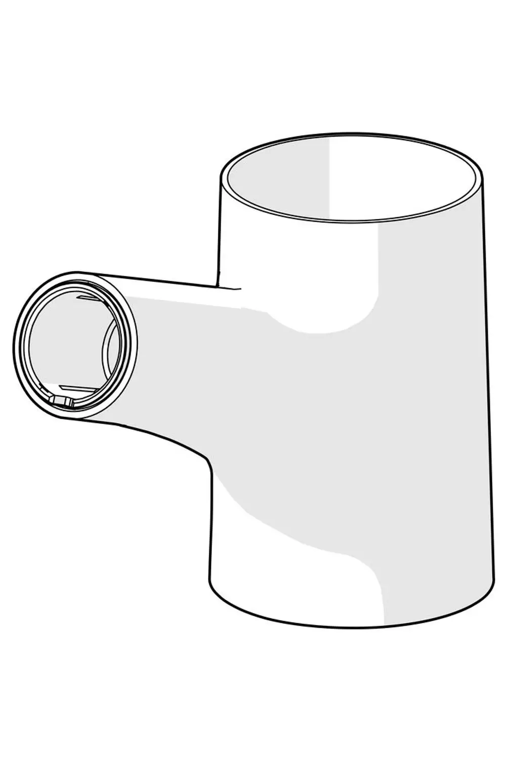HANSAMIX Auslauf, zylindrische Form mit seitlichem Anschluss. Ideal für Installationen mit Wasserzulauf oder Abfluss.